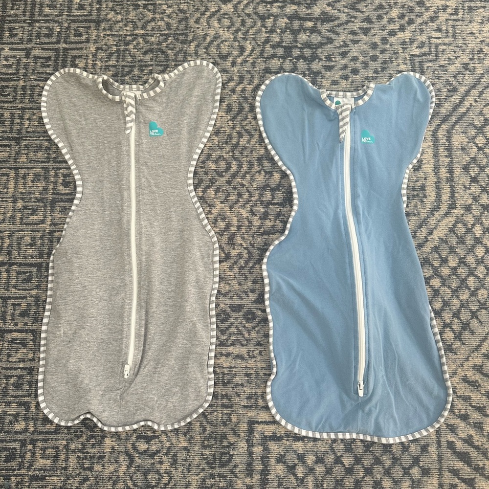 Two Love to Dream Cozy Bodysuits Gray and Blue